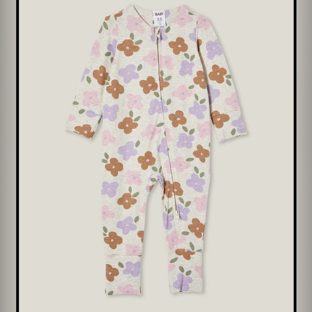 Cotton On Baby The Billie Long Sleeve Zip Romper 6-9 Months